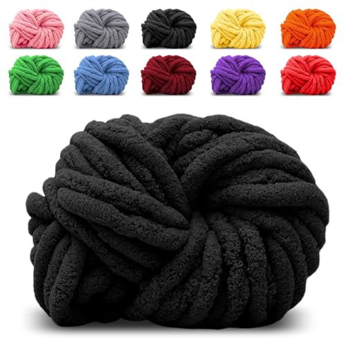 Dicker Wollfaden Garn Schwarz, Sperrige Armstricken Wolle Knitting, Grobstrick Wollgarn zum Häkeln für Decke Haustier Nest, Decke, Zierkissen Dicker Wollfaden Garn Schwarz, Sperrige Armstricken Wolle Knitting, Grobstrick Wollgarn zum Häkeln für Decke Haustier Nest, Decke, Zierkissen von EUBSWA