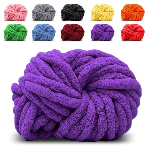 Dicker Wollfaden Garn Violett, Sperrige Armstricken Wolle Knitting, Grobstrick Wollgarn zum Häkeln für Decke Haustier Nest, Decke, Zierkissen Dicker Wollfaden Garn Violett, Sperrige Armstricken Wolle Knitting, Grobstrick Wollgarn zum Häkeln für Decke Haustier Nest, Decke, Zierkissen von EUBSWA
