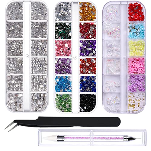 4000 Stück Nägel Strasssteine Set,3D Blume Nail Art Charms Kristall Nagelkunst Glitzersteine hotfix klar Strass mit Pinzette und Wachsstift,Für Nagel/Textilien/Bekleidung/DIY 4000 Stück Nägel Strasssteine Set,3D Blume Nail Art Charms Kristall Nagelkunst Glitzersteine hotfix klar Strass mit Pinzette und Wachsstift,Für Nagel/Textilien/Bekleidung/DIY von EUDUQ