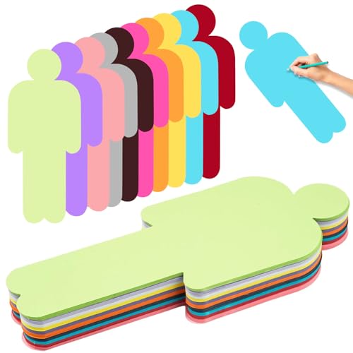 EUDUQ 100 Stück Moderationskarten 180g Extra Dick,10 Farben Karteikarten Groß, Blanko Lernkarten Moderationskoffer Flipchart Papier Back to School mit 100 Selbstklebende Klettband (Menschen) von EUDUQ