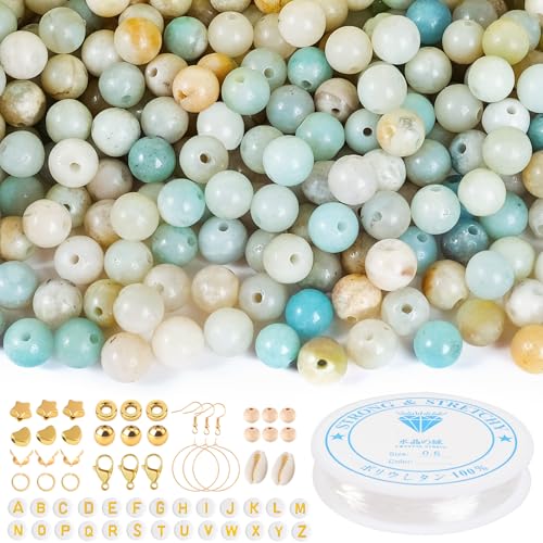 EUES 120 Stück 6mm Natürliche Amazonit Perlen Für Armbänder, Edelstein Perlen Set Perlen Armbänder Selber Machen,Glasperlen Set Mit Zum Auffädeln Für Ketten Ringe Handykette Schmuckherstellung Kit EUES 120 Stück 6mm Natürliche Amazonit Perlen Für Armbänder, Edelstein Perlen Set Perlen Armbänder Selber Machen,Glasperlen Set Mit Zum Auffädeln Für Ketten Ringe Handykette Schmuckherstellung Kit von EUES