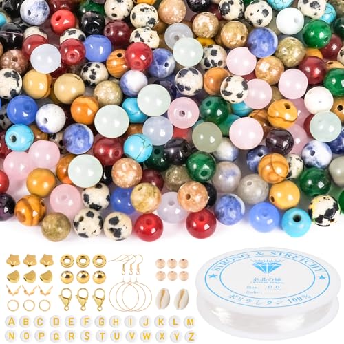 EUES 120 Stück 6mm Natürliche Mehrfarbig Perlen für Armbänder, Edelstein Perlen Set Perlen Armbänder Selber Machen,Glasperlen Set mit zum Auffädeln für Ketten Ringe Handykette Schmuckherstellung Kit EUES 120 Stück 6mm Natürliche Mehrfarbig Perlen für Armbänder, Edelstein Perlen Set Perlen Armbänder Selber Machen,Glasperlen Set mit zum Auffädeln für Ketten Ringe Handykette Schmuckherstellung Kit von EUES