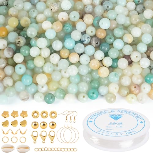 EUES 180 Stück 4mm Natürliche Amazonit Perlen Für Armbänder, Edelstein Perlen Set Perlen Armbänder Selber Machen,Glasperlen Set Mit Zum Auffädeln Für Ketten Ringe Handykette Schmuckherstellung Kit EUES 180 Stück 4mm Natürliche Amazonit Perlen Für Armbänder, Edelstein Perlen Set Perlen Armbänder Selber Machen,Glasperlen Set Mit Zum Auffädeln Für Ketten Ringe Handykette Schmuckherstellung Kit von EUES