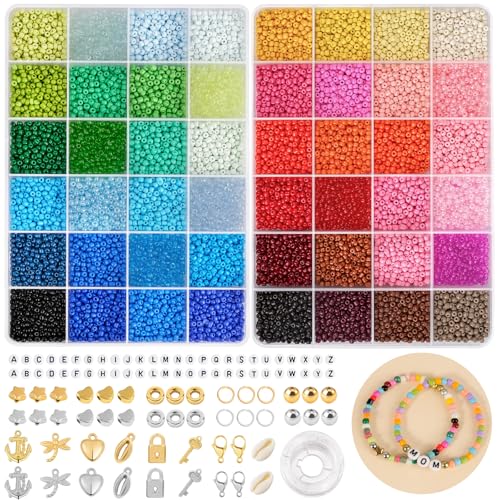 EUES 3mm Perlen für Armbänder,Perlen zum Auffädeln mit A - Z Buchstabenperlen,Armbänder Selber Machen mit Glasperlen,Perlen Set für Schmuckherstellung DIY Halsketten Handwerk EUES 3mm Perlen für Armbänder,Perlen zum Auffädeln mit A - Z Buchstabenperlen,Armbänder Selber Machen mit Glasperlen,Perlen Set für Schmuckherstellung DIY Halsketten Handwerk von EUES