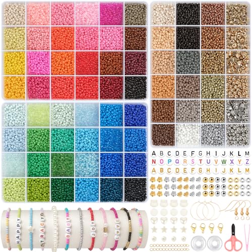 EUES 3mm Perlen für Armbänder,Perlen zum Auffädeln mit A - Z Buchstabenperlen,mit Glasperlen,Perlen Set für Schmuckherstellung DIY Armbänder Halsketten Handwerk EUES 3mm Perlen für Armbänder,Perlen zum Auffädeln mit A - Z Buchstabenperlen,mit Glasperlen,Perlen Set für Schmuckherstellung DIY Armbänder Halsketten Handwerk von EUES