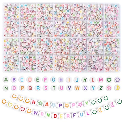 EUES Bunte Buchstaben Perlen,Buchstabenperlen zum Armbänder,7mm A-Z Buchstaben Perlen Set,Rund Buchstaben Perlen für Auffädeln, Alphabet Perlen für Armband Haarband Schmuck Basteln EUES Bunte Buchstaben Perlen,Buchstabenperlen zum Armbänder,7mm A-Z Buchstaben Perlen Set,Rund Buchstaben Perlen für Auffädeln, Alphabet Perlen für Armband Haarband Schmuck Basteln von EUES