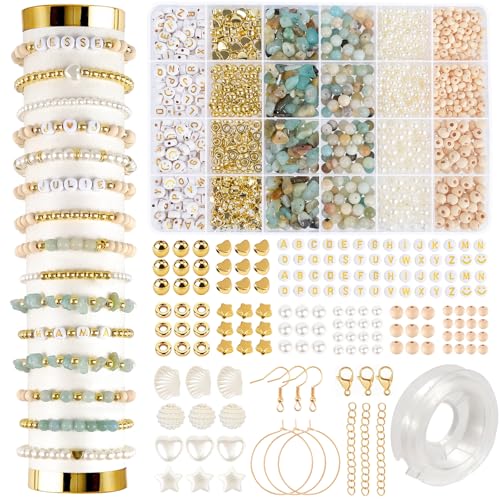 EUES Natürliche Amazonit Perlen Für Armbänder, Edelstein Perlen Set Perlen Armbänder Selber Machen,Glasperlen Set Mit Zum Auffädeln Für Ketten Ringe Handykette Schmuckherstellung Kit EUES Natürliche Amazonit Perlen Für Armbänder, Edelstein Perlen Set Perlen Armbänder Selber Machen,Glasperlen Set Mit Zum Auffädeln Für Ketten Ringe Handykette Schmuckherstellung Kit von EUES