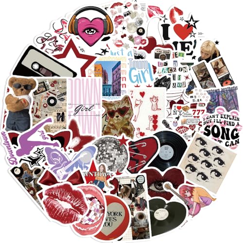EUFFO Downtown Y2K Girls Sticker Set 50 Stück, Wasserfeste Vintage Aufkleber für Laptop Koffer Scrapbook Journal Kindle Skate Fahrrad Motorrad Skateboard, Graffiti Anime Sticker für Erwachsene von EUFFO