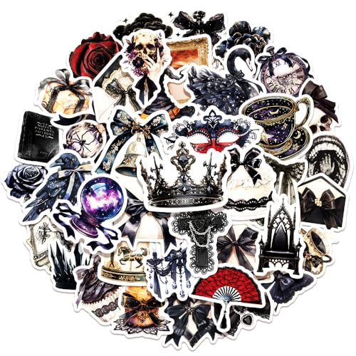 EUFFO Graffiti Gotisch Sticker 50 Stück, Wasserfeste Vintage Schwarz und Rot Aufkleber für Laptop Kindle Motorrad Scrapbook Journal Koffer Fahrrad Skateboard Helm, Anime Decals für Erwachsene von EUFFO