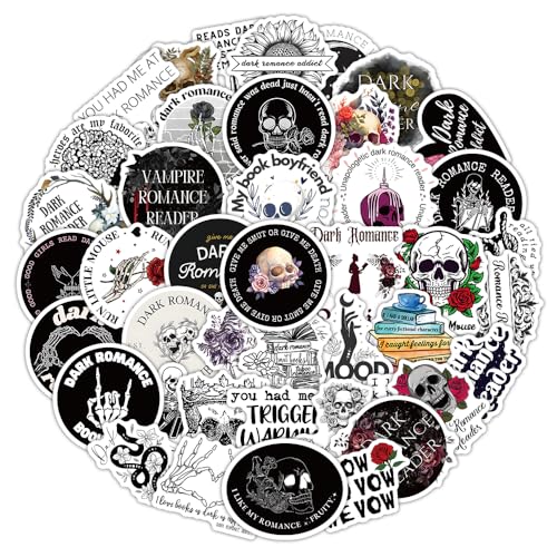 EUFFO Graffiti Lesen Sticker Set 60 Stück, Dunkle Romanze Leser Aufkleber für Laptop Scrapbook Journal Kindle Koffer Fahrrad Motorrad Skateboard, Wasserfeste Totenkopf Decals für Erwachsene von EUFFO