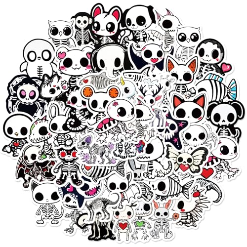 EUFFO Graffiti Tier Schädel Sticker 50 Stück, Wasserfeste Kawaii Aufkleber für Laptop Kindle Motorrad Scrapbook Journal Koffer Fahrrad Skateboard Helm von EUFFO