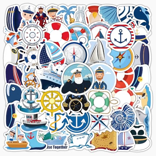EUFFO Nautische Aufkleber 100 Stücke, Kapitän Kreuzfahrtschiff Sticker Set für Koffer Laptop Scrapbook Journal Kindle Helm Motorrad Skateboard Auto Fahrrad Computer Wasserfeste Segelboot Decals EUFFO Nautische Aufkleber 100 Stücke, Kapitän Kreuzfahrtschiff Sticker Set für Koffer Laptop Scrapbook Journal Kindle Helm Motorrad Skateboard Auto Fahrrad Computer Wasserfeste Segelboot Decals von EUFFO