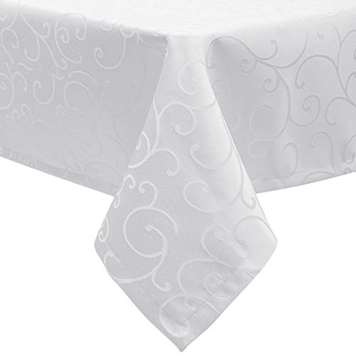 EUGAD Tischdecke Abwaschbar Damast mit Ornamenten und Seidenglanz, Rechteckig 130x300 cm, Tischtuch mit Saum Bügelfrei Pflegeleicht, Ideal für Küche und Wohnzimmer, Weiß EUGAD Tischdecke Abwaschbar Damast mit Ornamenten und Seidenglanz, Rechteckig 130x300 cm, Tischtuch mit Saum Bügelfrei Pflegeleicht, Ideal für Küche und Wohnzimmer, Weiß von EUGAD