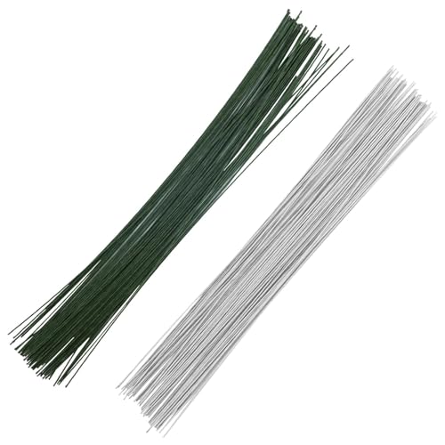 100 Stück Blumendraht, Blumenstiel Draht, Florist Handwerk Draht für Blumenstrauß Bankette, DIY, Hochzeit, Blumenstrauß Dekoration (Weiß, Grün) von EUGENEKELLY
