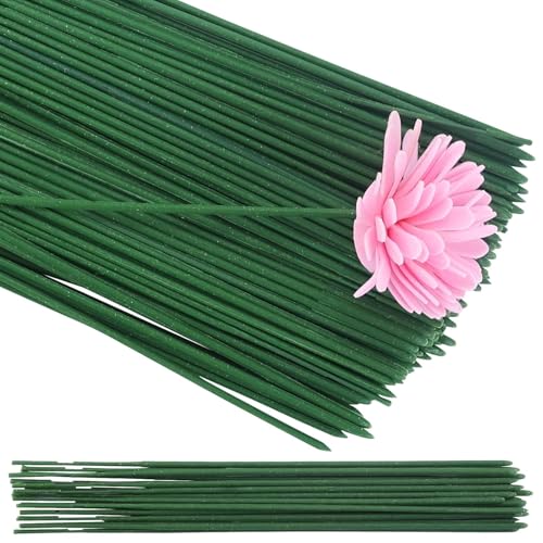 110 Stück Blumendraht, Blumendraht, DIY Floristik, Blumendrahtstäbchen, für getrocknete Blumen, Blumenkranz (17cm, grün) von EUGENEKELLY