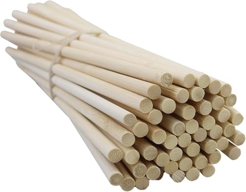 52 Stück Handwerks-Holzstäbchen, runde natürliche Holzstäbchen, Bambusstäbchen zum Basteln, lange natürliche Holzstäbchen für DIY-Basteln, Modellbau, Dekoration (8mm x 30 cm) von EUGENEKELLY