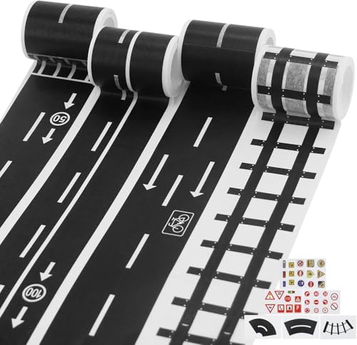 EUGENEKELLY 10 Stück Straße Autobahn Eisenbahn Straßen Klebeband, DIY Züge Eisenbahnen Rennwagen Spur Straßenband, Strassenbande für Spielen und Lernen, Kunst, DIY Handwerk Aufkleber EUGENEKELLY 10 Stück Straße Autobahn Eisenbahn Straßen Klebeband, DIY Züge Eisenbahnen Rennwagen Spur Straßenband, Strassenbande für Spielen und Lernen, Kunst, DIY Handwerk Aufkleber von EUGENEKELLY