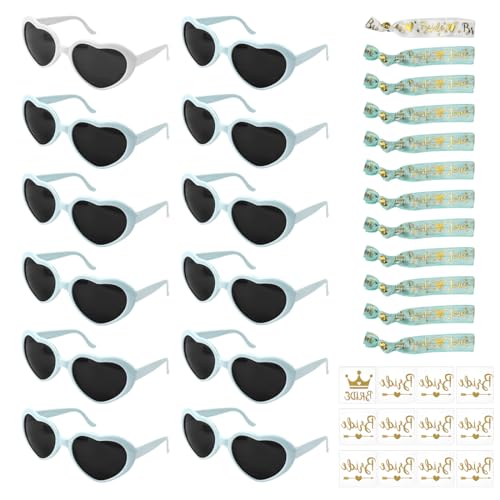 EUIEUT 12 Paar Herz Sonnenbrille Bride to Be Herz Brille Set mit 12 Tattoo Aufkleber und 12 Armband Partybrille Braut Herzbrille Hippie Brille für Damen Brillen für Hochzeit Hochzeitsbevorzugung EUIEUT 12 Paar Herz Sonnenbrille Bride to Be Herz Brille Set mit 12 Tattoo Aufkleber und 12 Armband Partybrille Braut Herzbrille Hippie Brille für Damen Brillen für Hochzeit Hochzeitsbevorzugung von EUIEUT