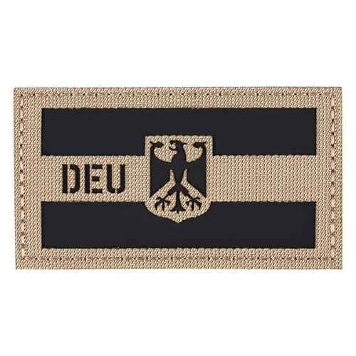 EUIOOVM DEU Deutsche IR Infrarot Reflektierende Klett Patches Taktische Militär Moral Abzeichen Für Taktische Kleidung Rucksack Baseballkappe Uniform Hundegeschirr Weste (Schlammgelb) von EUIOOVM