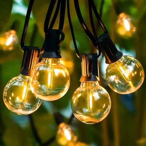 LED Lichterkette Außen 20M Lichterkette Outdoor strom mit 30+4 G40 Birnen IP65 Wasserdicht Innen/Außen Lichterkette Glühbirnen 2700k Warmweiß Lichterketten ((20M) 30+4) von EUJAM