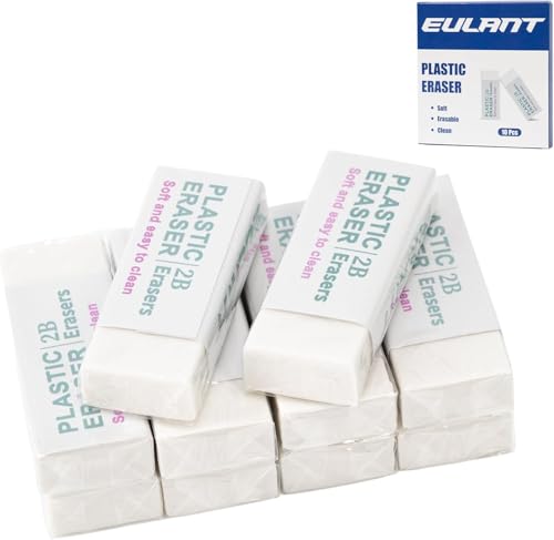 EULANT Weißer Radiergummi 10 Stück, Radierer Kinder, Sanft 2B Eraser für Schulbüros Skizzen Gemälde Bildende Kunst von EULANT