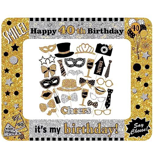 40.Geburtstag Deko Männer Frauen,Schwarzes Gold 40.Geburtstag Aufblasbarer Bilderrahmen & 31 Stück Foto Requisiten Party Foto Booth Props Fotobox Accessoires Geschenke für 40 Geburtstags Party Zubehör 40.Geburtstag Deko Männer Frauen,Schwarzes Gold 40.Geburtstag Aufblasbarer Bilderrahmen & 31 Stück Foto Requisiten Party Foto Booth Props Fotobox Accessoires Geschenke für 40 Geburtstags Party Zubehör von EULAPGOE