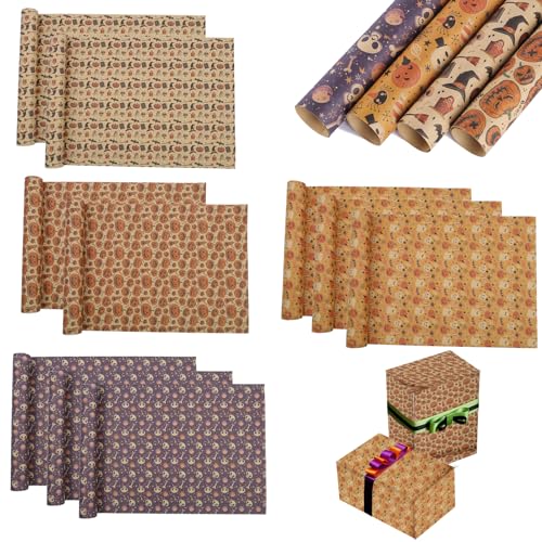 EULAPGOE 10 Stück Blatt Halloween Geschenkpapier Set,Braun Kraft Geschenkpapier Vintage Geschenkverpackungen Perfekt Für Halloween,Den Tag Der Toten EULAPGOE 10 Stück Blatt Halloween Geschenkpapier Set,Braun Kraft Geschenkpapier Vintage Geschenkverpackungen Perfekt Für Halloween,Den Tag Der Toten von EULAPGOE