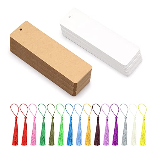 EULAPGOE 60 Stück Blanko Lesezeichen, Kraftpapier Blanko-Lesezeichen aus Karton, 14 Farben Quasten, für Handgemachte Dekoration, Geschenkdekoration, DIY Etiketten EULAPGOE 60 Stück Blanko Lesezeichen, Kraftpapier Blanko-Lesezeichen aus Karton, 14 Farben Quasten, für Handgemachte Dekoration, Geschenkdekoration, DIY Etiketten von EULAPGOE