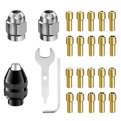 EULAPGOE Bohren Futter Spannzange 20 Stücke Bohrer Spannzange, 0,5-3,2mm Mini Messing Spannzangen Elektroschleifer Drehwerkzeug Zubehör von EULAPGOE