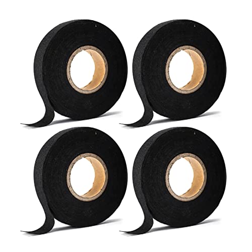 Kabelbaum Klebeband Baumwolle 4 Stück Tape Schwarz Auto Gewebeband Klebeband Isolierband, Automotive Kabelbaum Klebeband Elektrisches Klebeband, Anti-Rutsch-Klebeband für Haushalt, Kfz (19mm 20m) von EULAPGOE