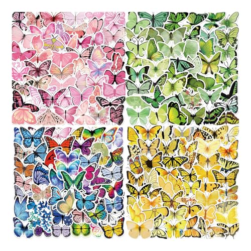 Libelle und Schmetterling Schmetterling Aufkleber, Schmetterling Scrapbooking Sticker， Schmetterlingsaufkleber Set, 160 Stück Bunte PET dekorative Schmetterlingsaufkleber für Scrapbook, Planer, Wand von EULAPGOE