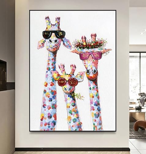 EUPLI DIY Stickpackung Set Stickbilder Vorgedruckt Kreuzstich für Wandkunst-Heimdekoration Animal Giraffe,30 * 40cm von EUPLI