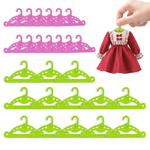 EUPSIIU 26 Stück Kleiderständer Kleiderbügel Aufhänger für Puppen, Plastikbügel Spielzeug Kleiderbügel, Puppe Kleidung Zubehör, für Puppen 14-18-20 Zoll Girl Doll und Andere Puppe (Rosa, Grün) von EUPSIIU