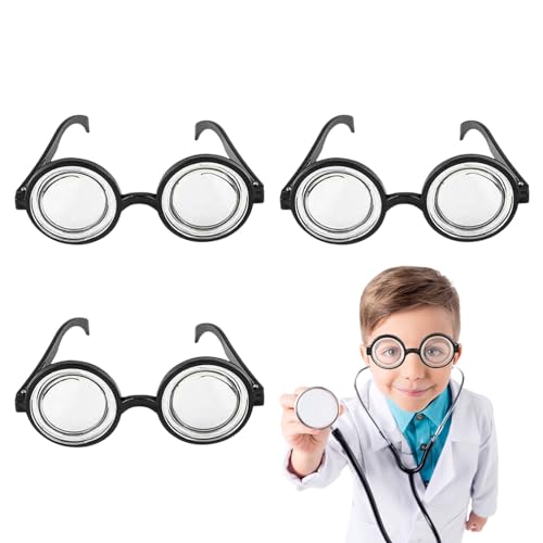 EUPSIIU 3 Stück Magier Runde Brille Nerdbrille Hipsterbrille Brillen Kostüm Verkleidung Party Zubehör Schule Kostüm Cosplay Party für Damen Herren zum Karneval Fasching oder Festival(Schwarz) von EUPSIIU