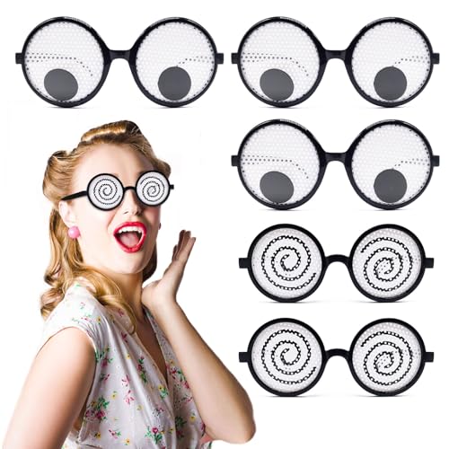 EUPSIIU 5 Stück Lustige Brillen Wackelaugen Brille, Kulleraugen Brille, Witz Brillen, Schüttel-Augen-Partybrillen, für Foto-Requisiten, Spoof Kostüm Party, Partei Cosplay (Schwarz, Weiß) von EUPSIIU
