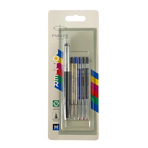 Parker Jotter Classic Kugelschreiber, schwarzer Schaft, mittlere Spitze, schwarze und blaue Tinte von EUROPENS