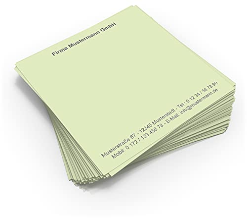 500 Notizzettel personalisiert in praktischer Zettelbox mit Stiftehalter 10 x 10 cm (hellgrün) von EUROPRINT24