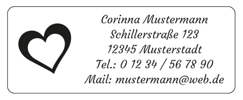 Adressaufkleber Etiketten Aufkleber, 240 Stück, individuell bedruckt mit Ihrem Wunschtext - Design Herz von EUROPRINT24