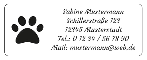 Adressaufkleber Etiketten Aufkleber, 240 Stück, individuell bedruckt mit Ihrem Wunschtext - Design Pfote von EUROPRINT24