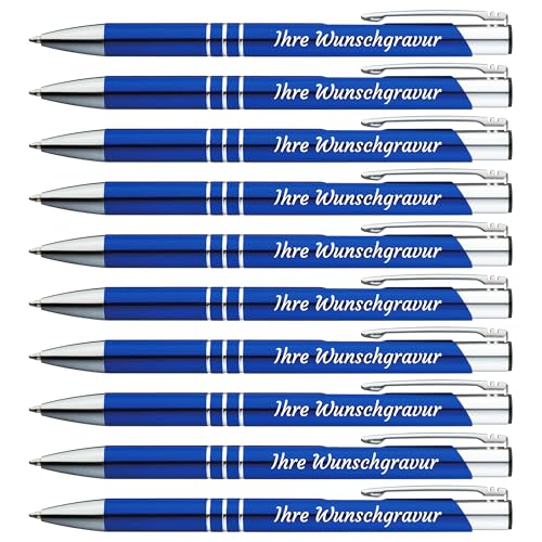 EUROPRINT24 100 Kugelschreiber mit Name Wunschname Werbetext personalisiert, Lasergravur, Aluminium, blau von EUROPRINT24