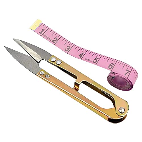 EUROXANTY Fadenschere | Schere aus Karbonstahl | Schneiderschere | 10,5 cm (Maßband + Fadenschere | Rosa) von EUROXANTY