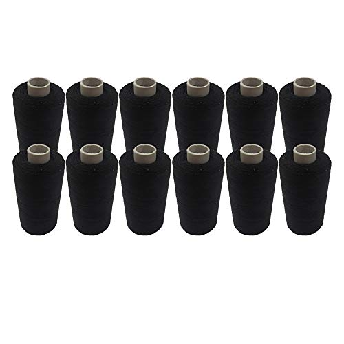 Nähgarn | 12 Garnrollen aus Polyester | Polyester-Nähset | schwarzer Nähfaden | 12er Set 500-Meter-Garnspulen | schwarzes Nähmaschinengarn | 12 Nähgarn-Spulen | EUROXANTY Kurzwaren von EUROXANTY