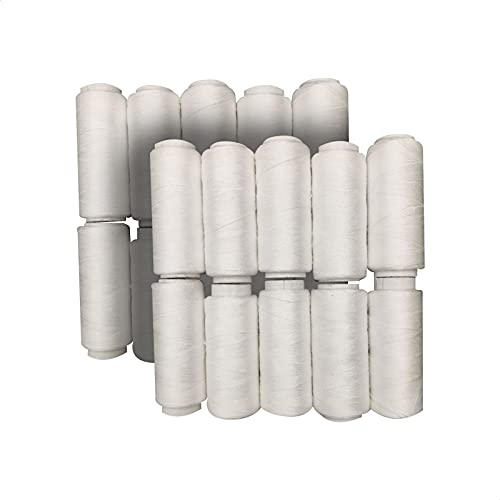 Nähgarn-Set | 20 Garnrollen | 100% Polyester Garnspulen | Garn für Nähmaschinen und Freundschaftbänder | Nähset bestehend aus 20 weißen Nähfaden-Spulen | EUROXANTY Kurzwaren Nähgarn-Set | 20 Garnrollen | 100% Polyester Garnspulen | Garn für Nähmaschinen und Freundschaftbänder | Nähset bestehend aus 20 weißen Nähfaden-Spulen | EUROXANTY Kurzwaren von EUROXANTY