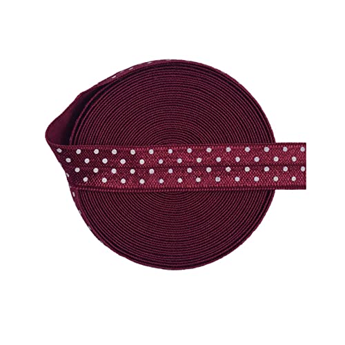 9,1 m, 15 mm breites elastisches Band aus Spandex-Satin mit Punktdruck for Haargummi, Stirnband, Kleidernähen, dekorative Accessoires, rot(Color 19) von EUXHTYWP