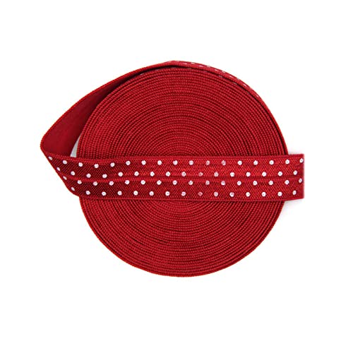 9,1 m, 15 mm breites elastisches Band aus Spandex-Satin mit Punktdruck for Haargummi, Stirnband, Kleidernähen, dekorative Accessoires, rot(Rood) von EUXHTYWP