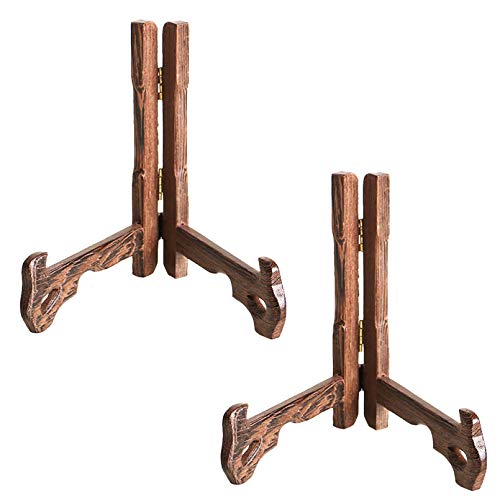 Bilderrahmenständer, 2 Stück Holzstaffeleien, Teller, klappbarer Display-Tellerständer, Schüsselständer, Tellerhalter-Staffeleien for Teller, Fotos, Teetablett, Ständerhalter(5inch) von EUXHTYWP