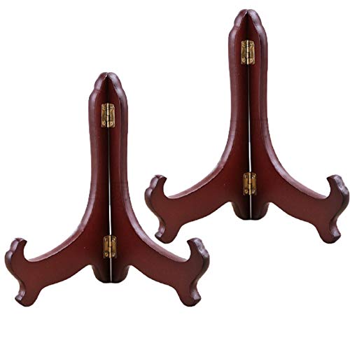 Bilderrahmenständer, 2er-Pack Tellerständer aus Holz, Staffeleien, Tellerhalter for Präsentieren von Bildern, Heimdekoration, for Geburtstag(Red,4inch) von EUXHTYWP