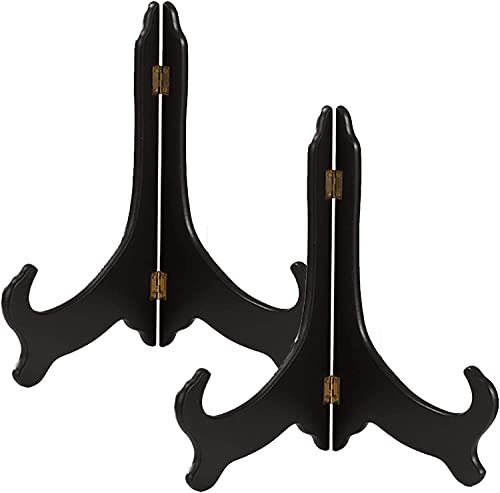 Bilderrahmenständer, faltbar, 2 Packungen Tellerständer aus Holz, Staffeleien, Tellerhalter for Präsentieren von Bildern, Heimdekoration(Black,6inch) von EUXHTYWP