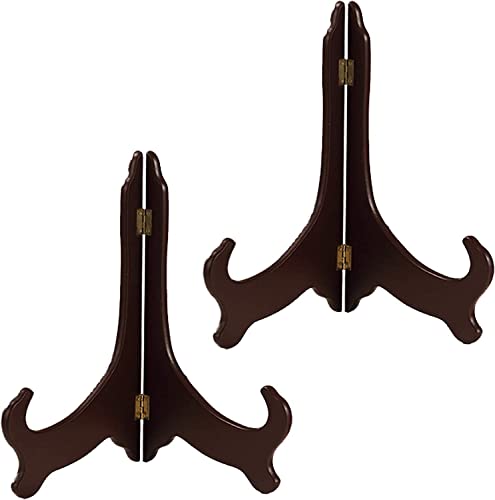 Bilderrahmenständer, faltbar, 2 Packungen Tellerständer aus Holz, Staffeleien, Tellerhalter for Präsentieren von Bildern, Heimdekoration(Dark Red,6inch) von EUXHTYWP