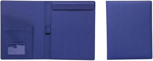 Dokumenten-Organizer aus Leder, A4-Klemmbrett-Ordner, Konferenzordner, juristischer Schreibblock, Business-Tasche aus Kunstleder, umklappbares Klemmbrett(Blue) von EUXHTYWP